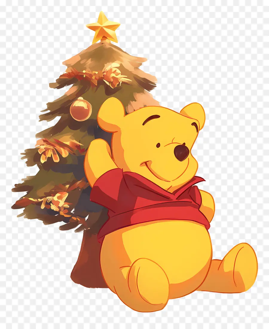 Ursinho Pooh，Urso Com árvore De Natal PNG