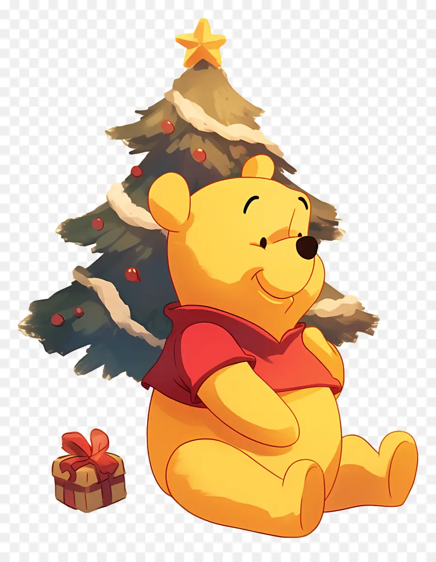 Ursinho Pooh，Urso Com árvore De Natal PNG