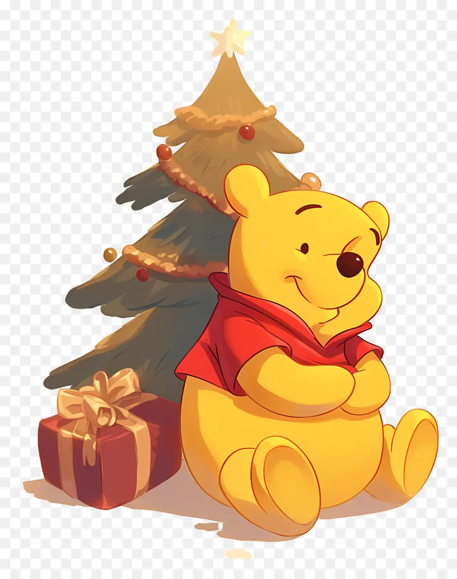 Ursinho Pooh，Urso Com árvore De Natal PNG