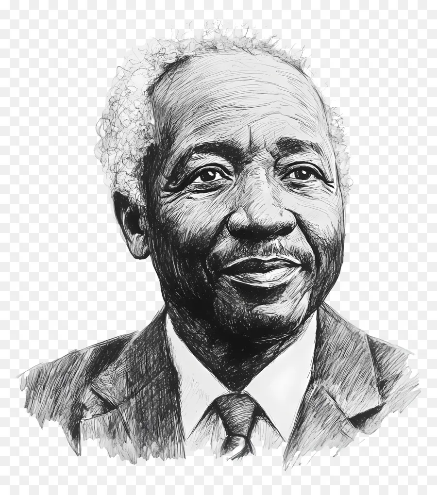 Júlio Nyerere，Esboço Detalhado De Homem Idoso PNG