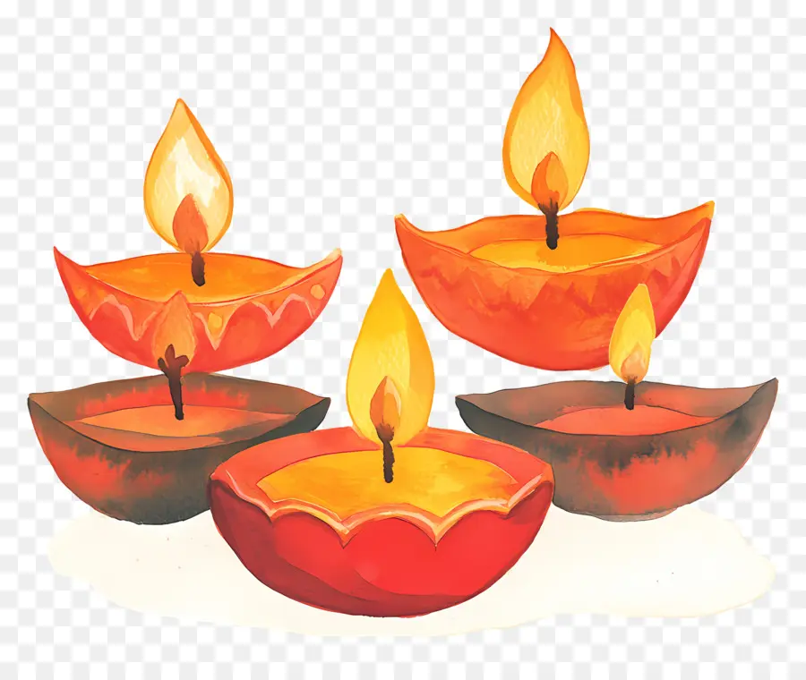 Lâmpadas A óleo De Diwali，Velas PNG