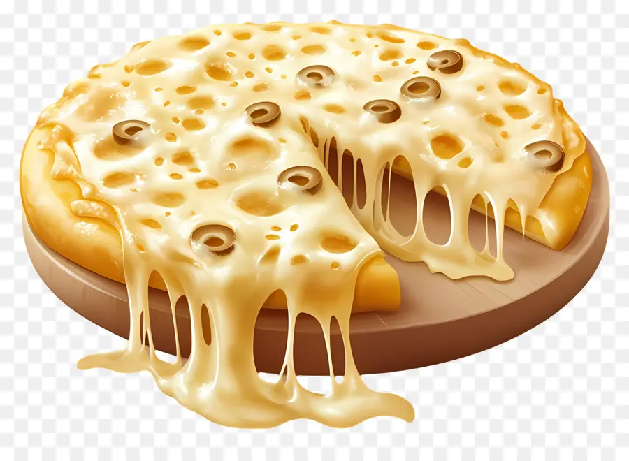 Puxar Queijo，Pizza De Queijo Com Azeitonas PNG