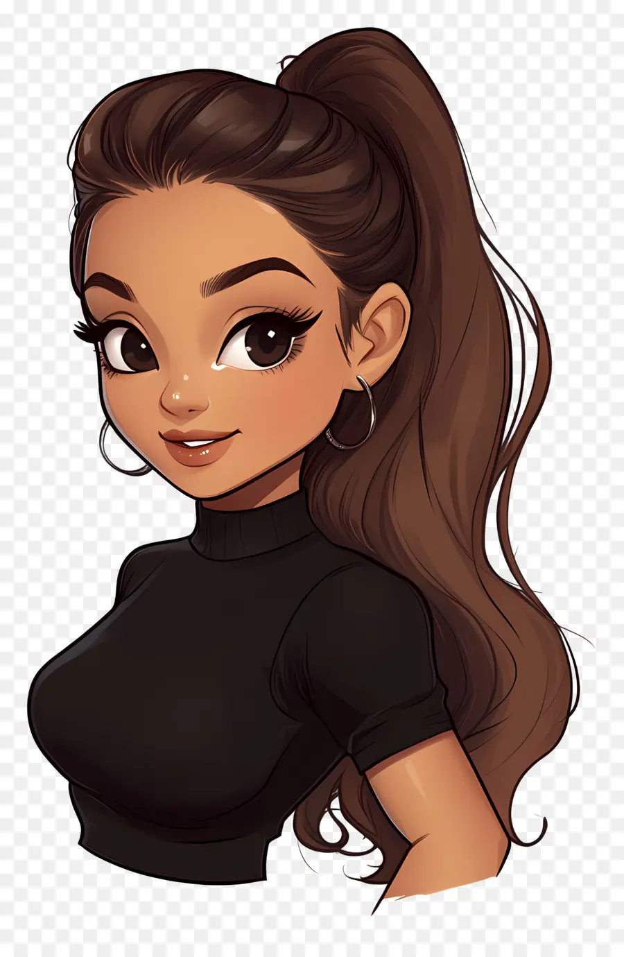 Ariana Grande，Garota De Desenho Animado Com Rabo De Cavalo PNG