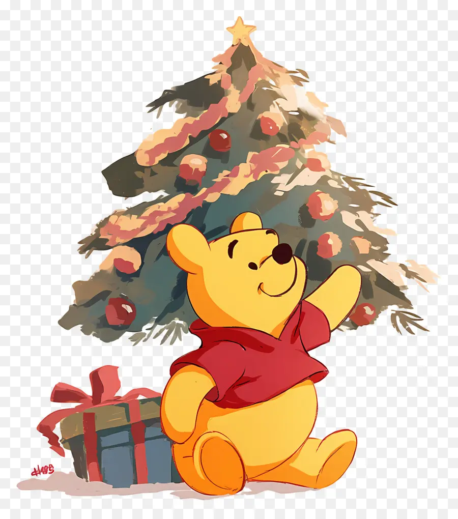 Ursinho Pooh，Urso Com árvore De Natal PNG