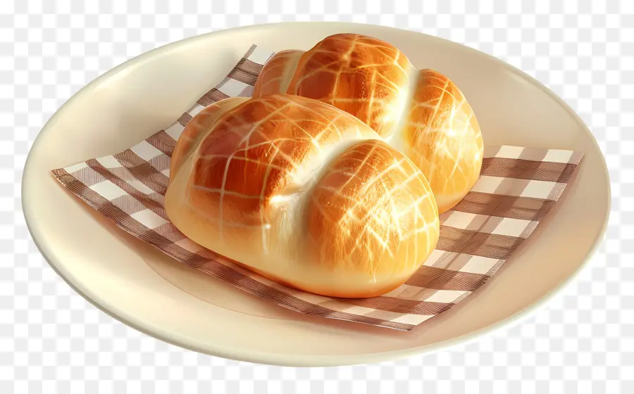 Pão Cozido No Vapor，Rolinhos De Pão No Prato PNG