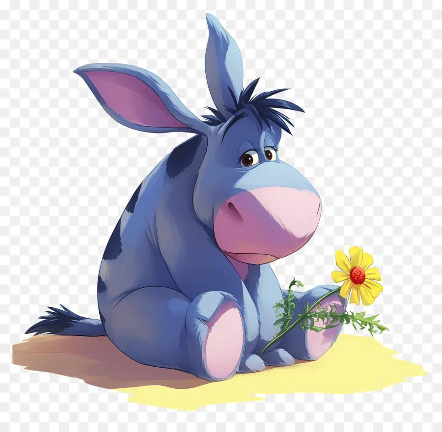 Bisonho，Burro Com Flor PNG