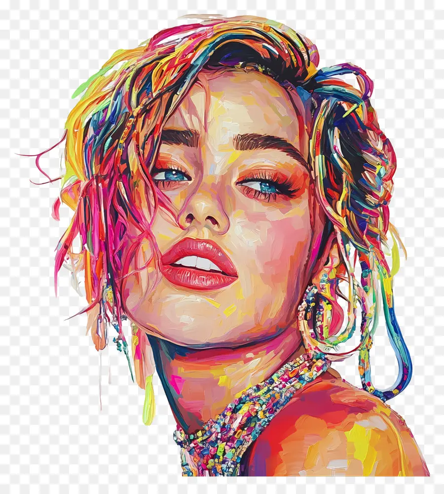 Miley Cyrus，Retrato Colorido PNG