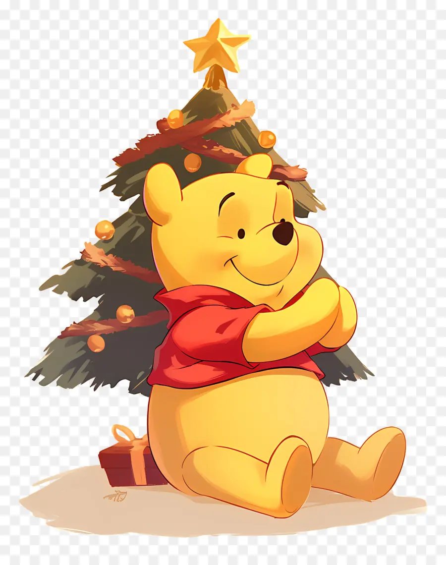 Ursinho Pooh，Urso Com árvore De Natal PNG