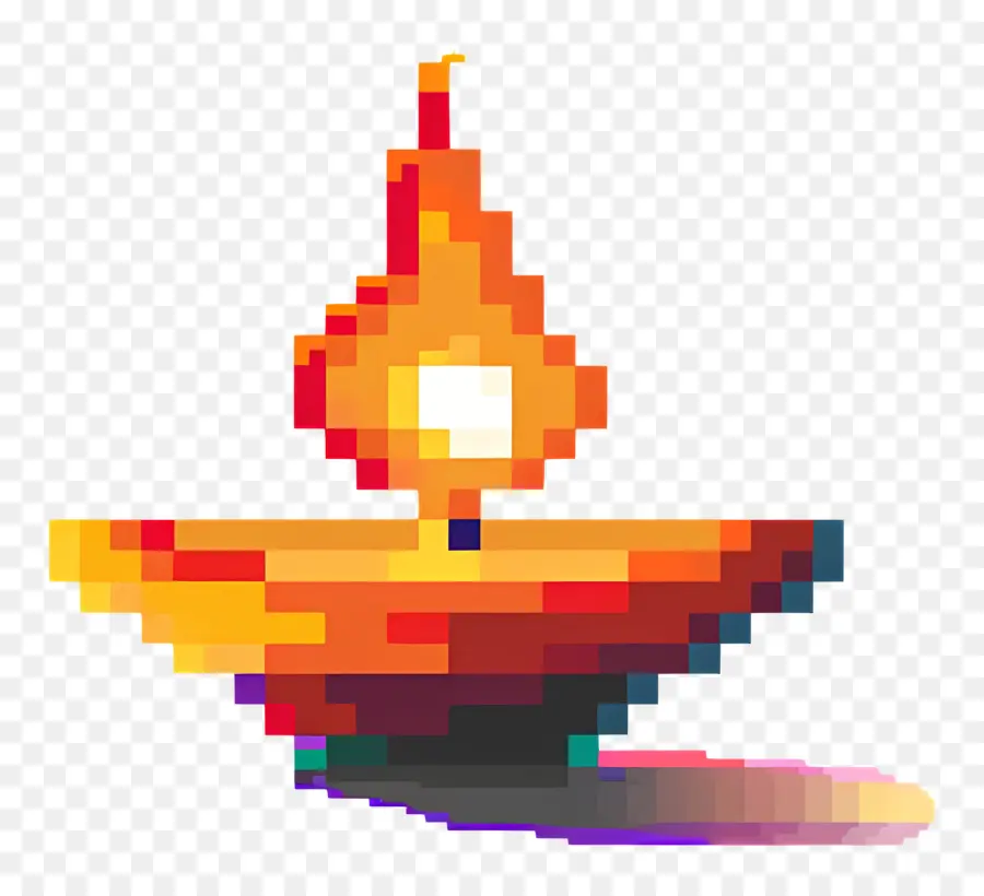 Pixel Diwali Diya，Lâmpada Pixelada PNG