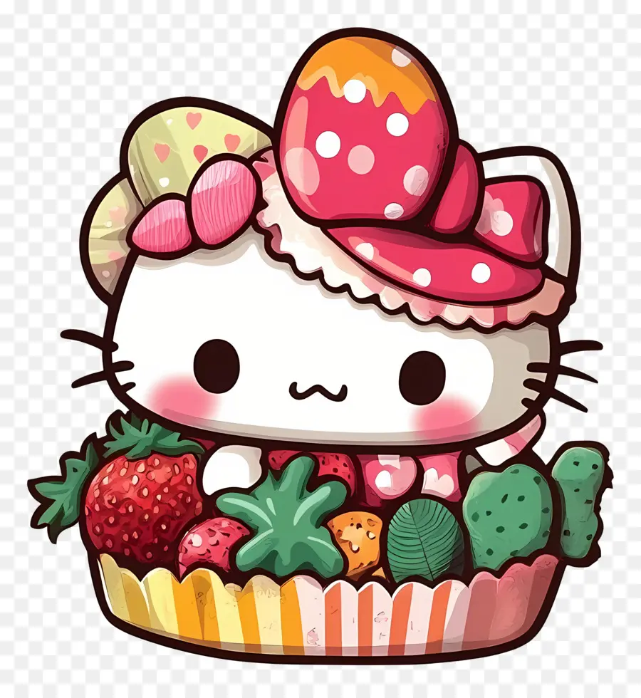 Adesivo Olá Kitty，Gato Com Fruta PNG