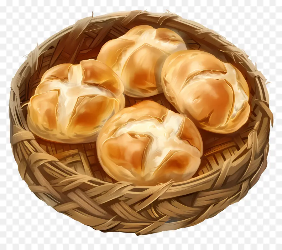 Pão Cozido No Vapor，Cesta De Pãezinhos PNG