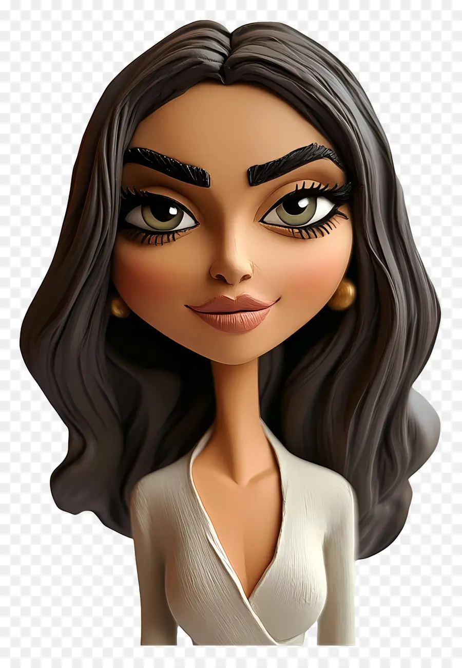 Deepika Padukone，Personagem Elegante Com Cabelo Escuro PNG