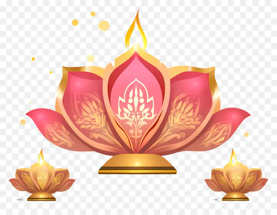 Felizes Dhanteras，Lâmpada Lótus Rosa PNG