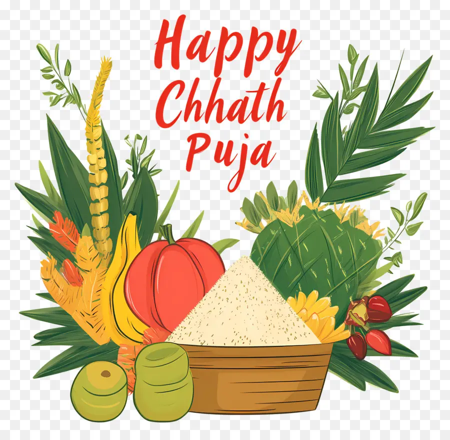 Feliz Chhath Puja，Frutas E Grãos PNG