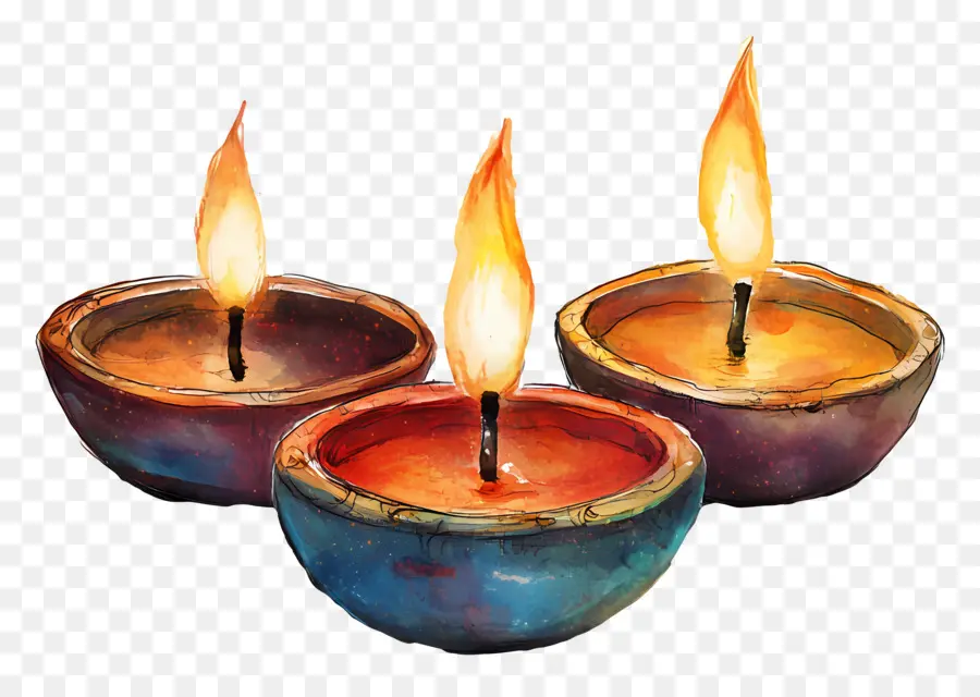 Lâmpadas A óleo De Diwali，Velas PNG