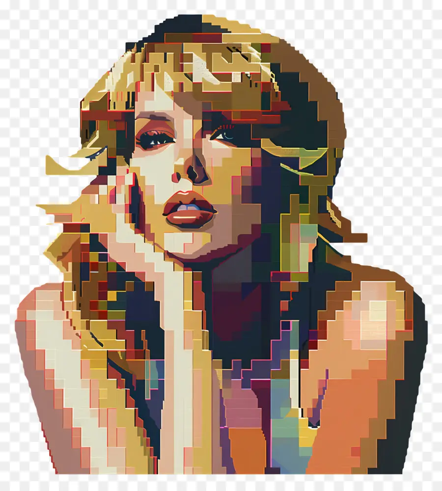 Pixeltaylor Swift，Retrato De Mulher Pixelizada PNG