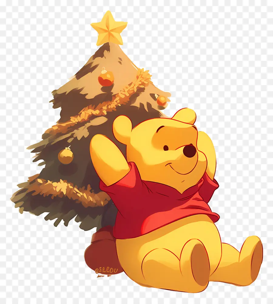 Ursinho Pooh，Urso Com árvore De Natal PNG