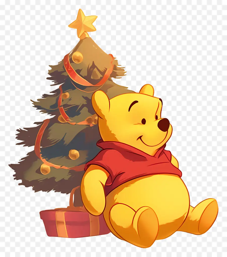 Ursinho Pooh，Urso Com árvore De Natal PNG