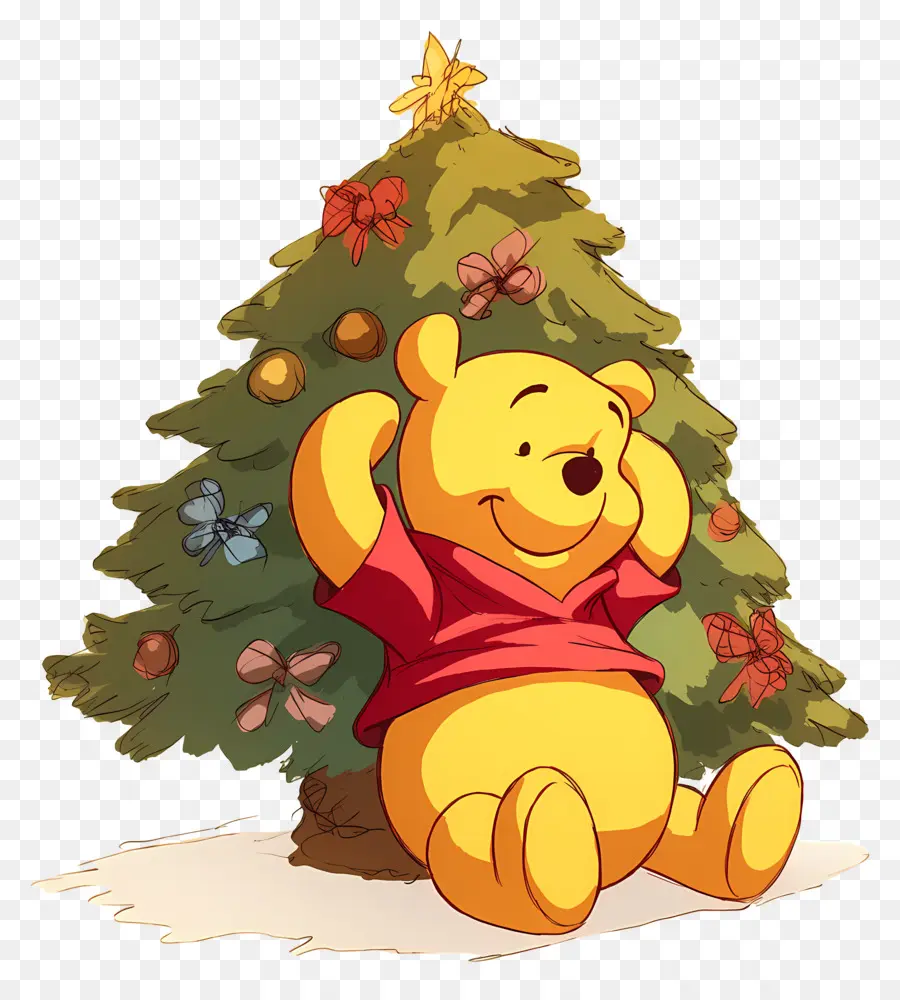 Ursinho Pooh，Urso Com árvore De Natal PNG