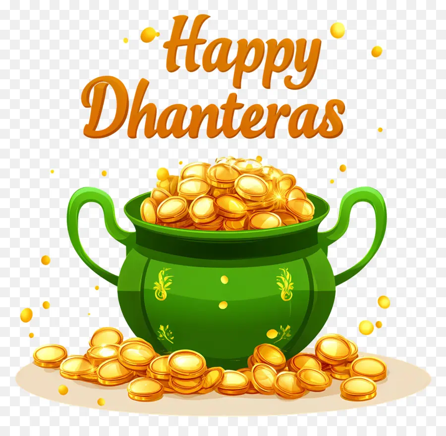 Felizes Dhanteras，Pote De Moedas De Ouro PNG