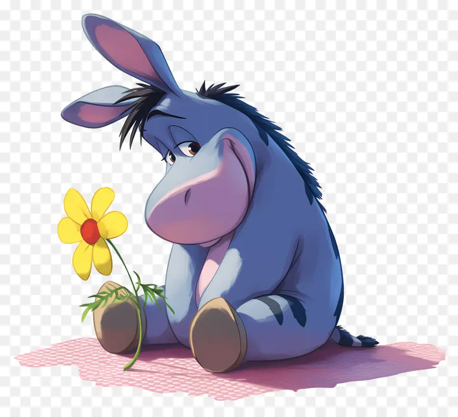 Bisonho，Burro Com Flor PNG