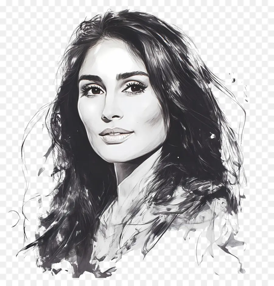 Kareena Kapoor，Retrato De Mulher Preto E Branco PNG