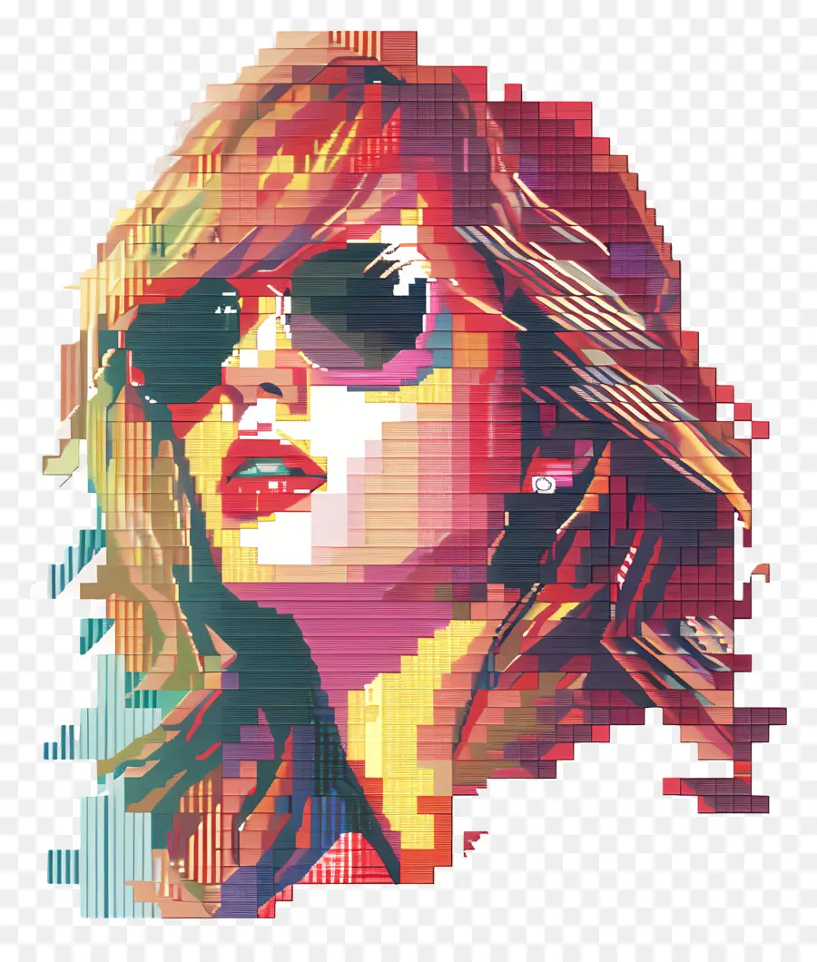 Pixeltaylor Swift，Mulher Pixel Art Com óculos De Sol PNG