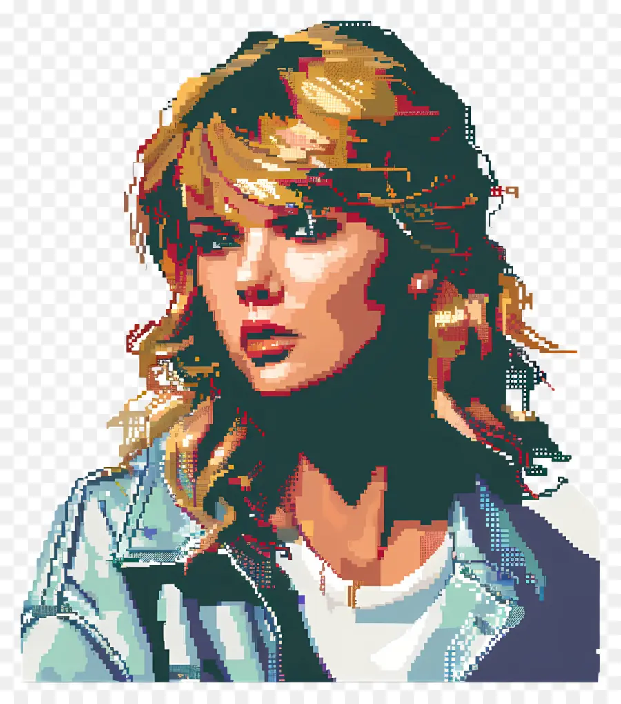 Pixeltaylor Swift，Retrato De Pixel Art PNG