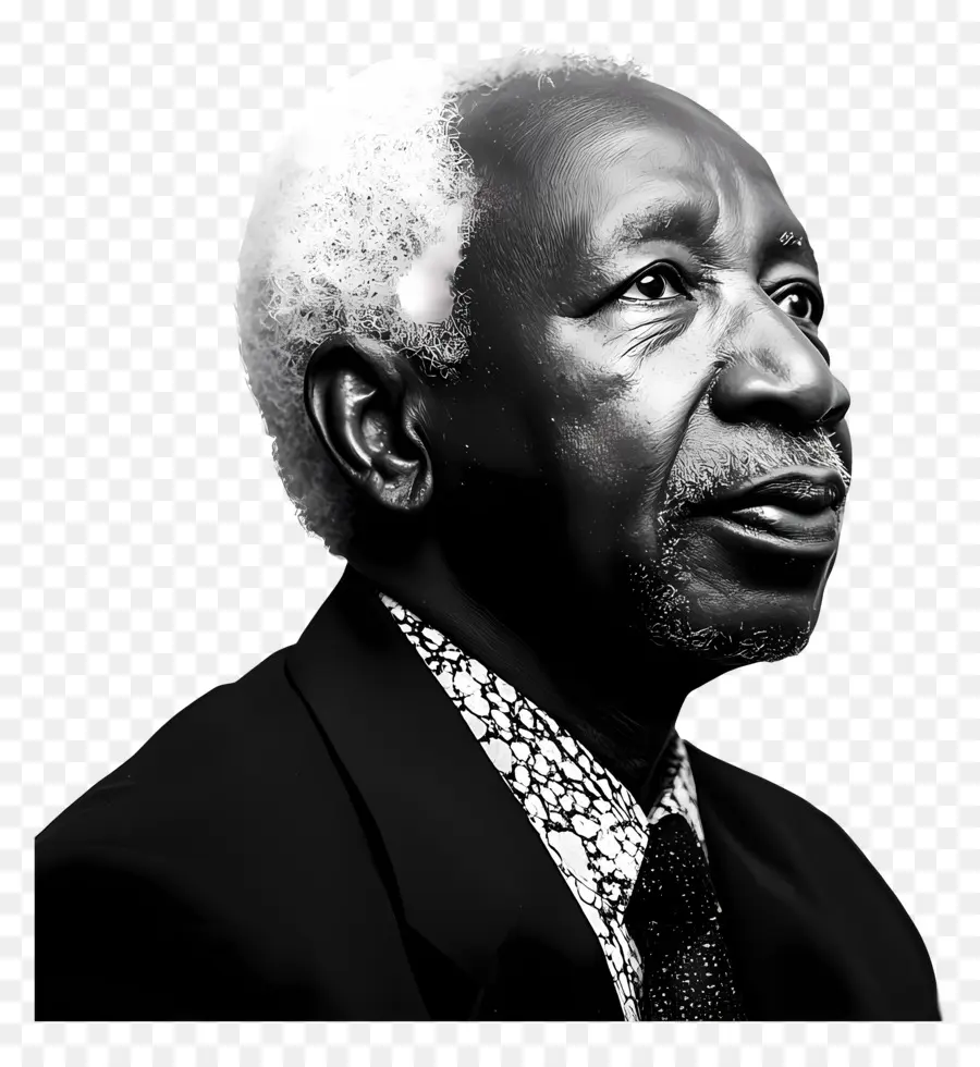 Júlio Nyerere，Retrato Em Preto E Branco PNG