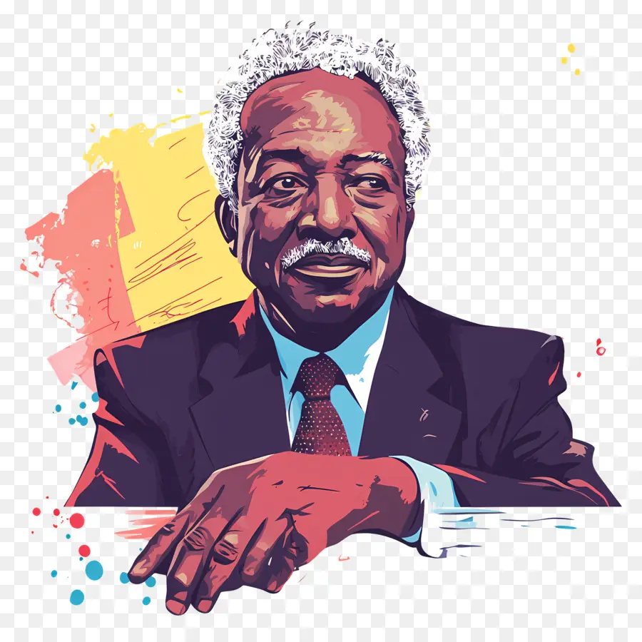 Júlio Nyerere，Homem Idoso Com Fundo Colorido PNG