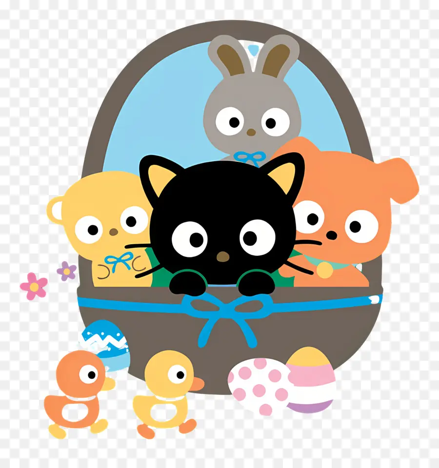 Chococat，Animais De Desenho Animado Na Cesta PNG