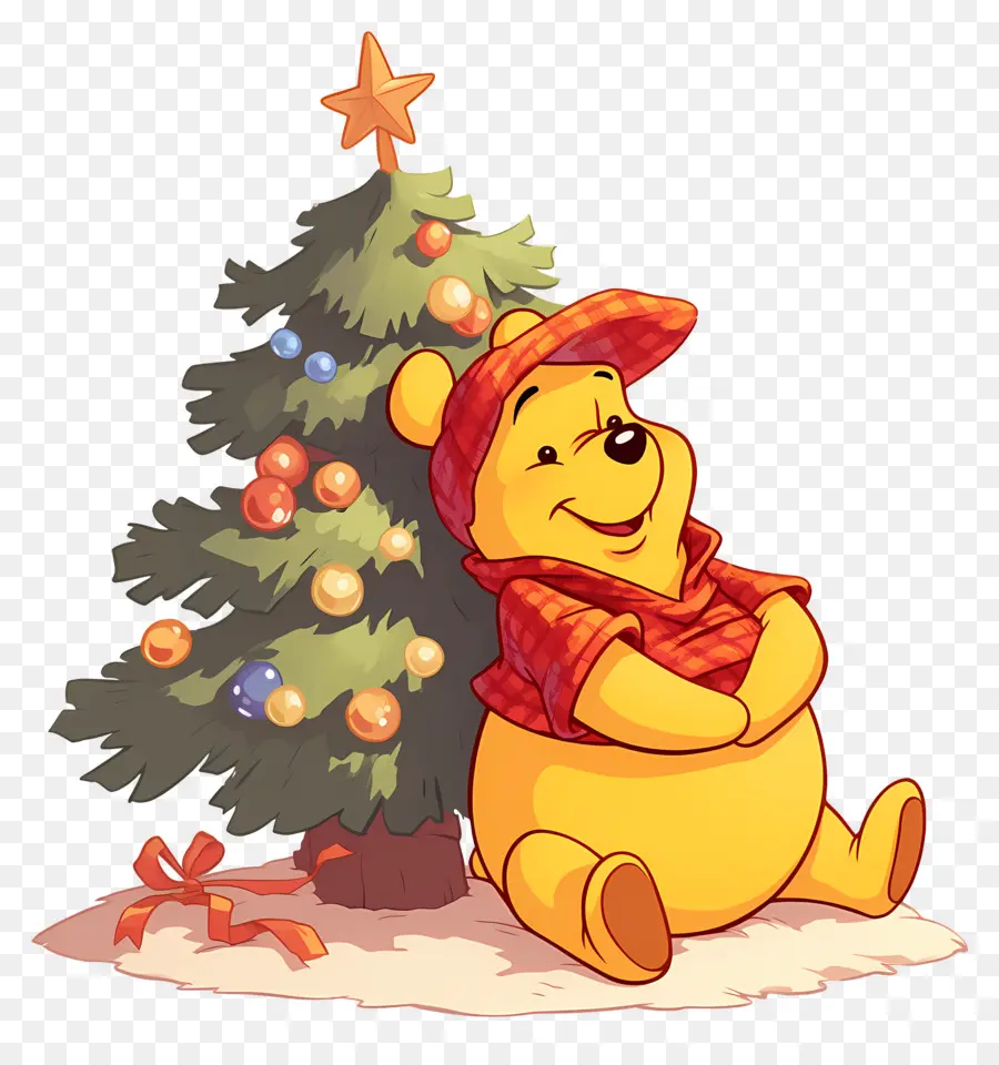 Ursinho Pooh，Urso Com árvore De Natal PNG