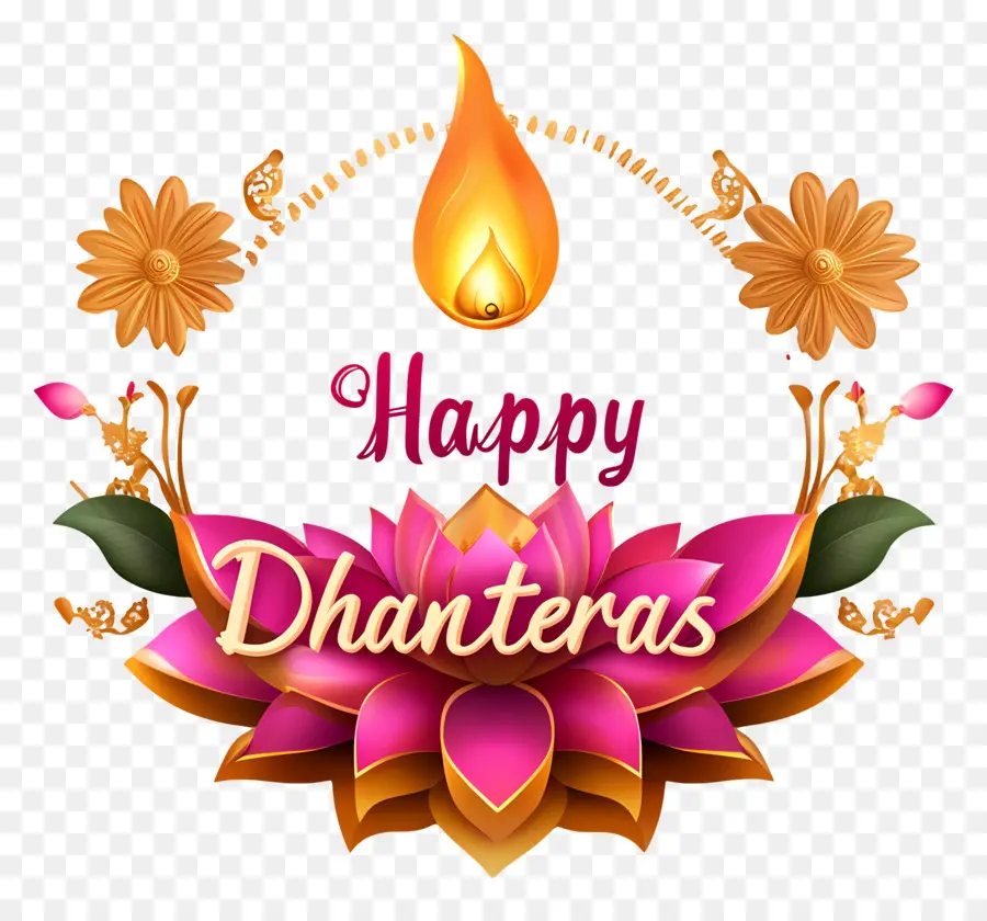 Felizes Dhanteras，Saudação Feliz De Dhanteras Com Lótus PNG