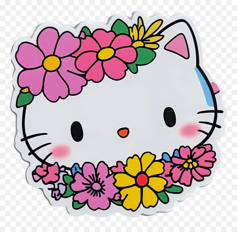 Adesivo Olá Kitty，Gato Com Flores PNG