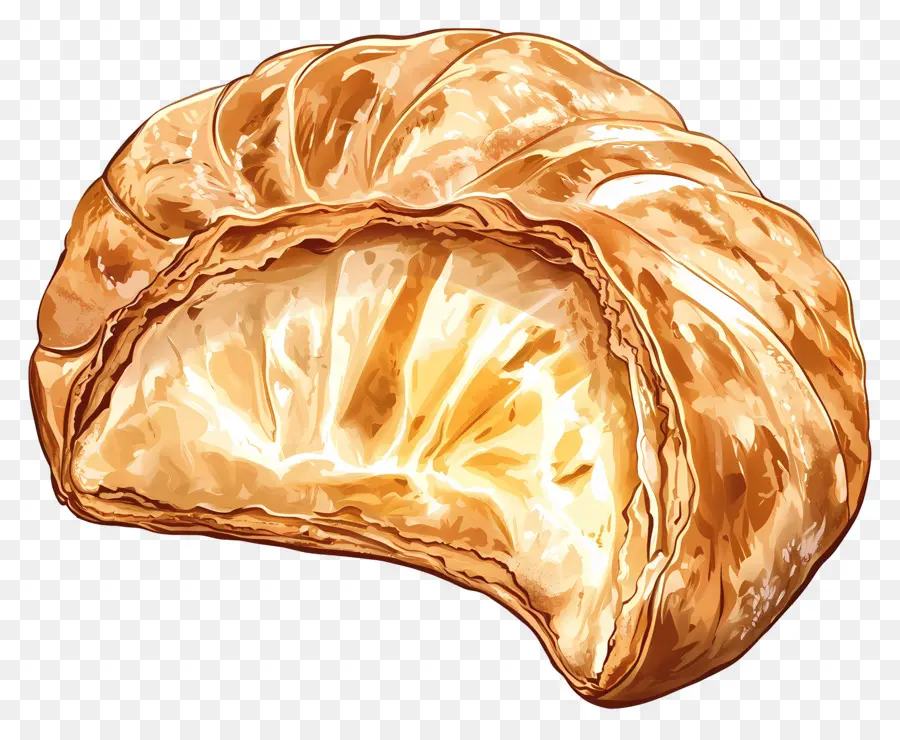 Puff Coma Metade，Croissant Dourado PNG