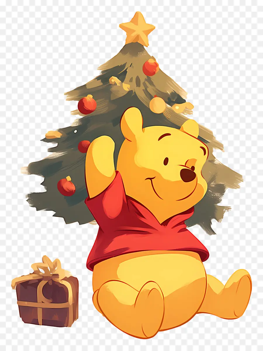 Ursinho Pooh，Urso Com árvore De Natal PNG