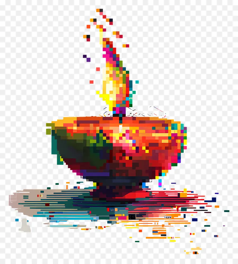 Pixel Diwali Diya，Lâmpada De Arte Pixelada PNG