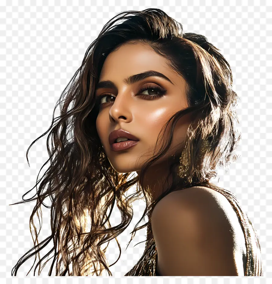 Deepika Padukone，Retrato De Mulher Realista PNG