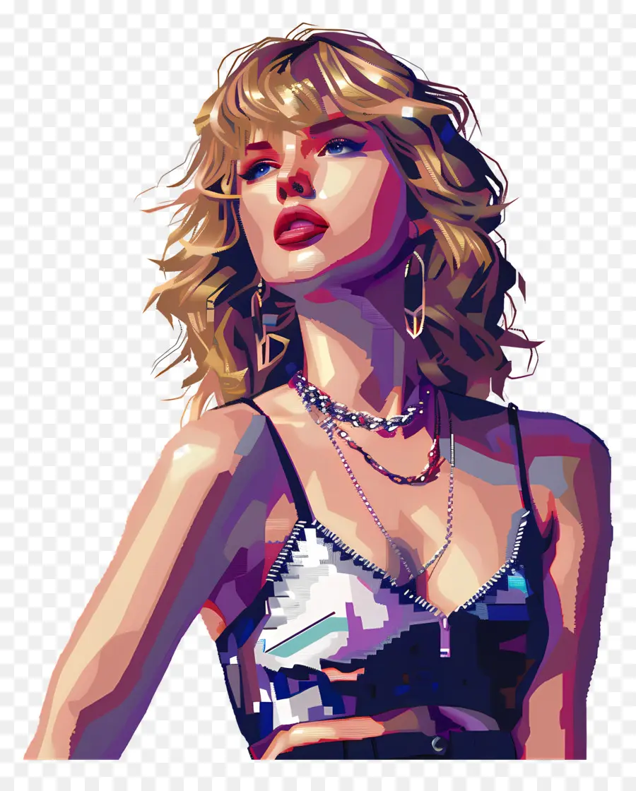 Pixeltaylor Swift，Retrato Colorido PNG