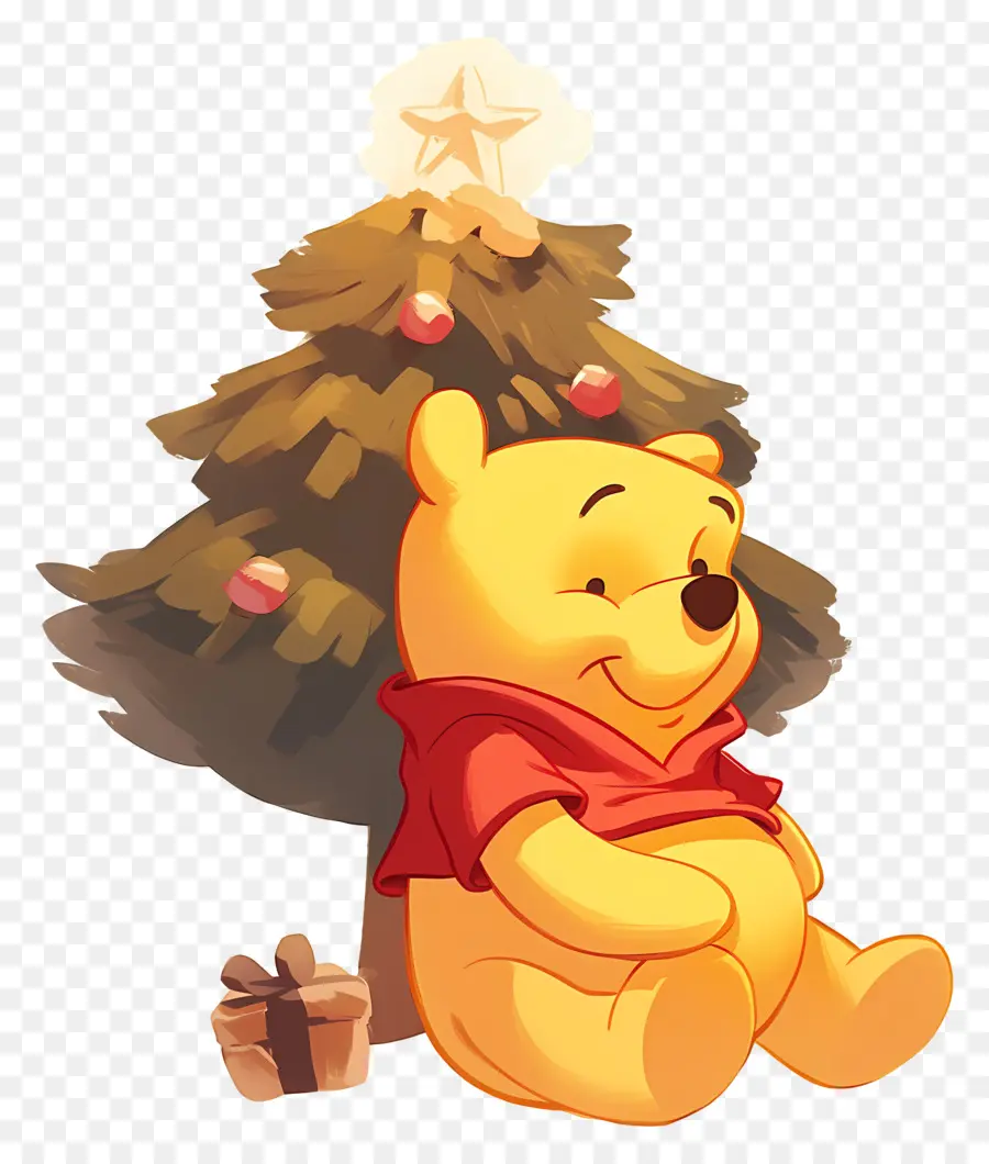 Ursinho Pooh，Urso Com árvore De Natal PNG