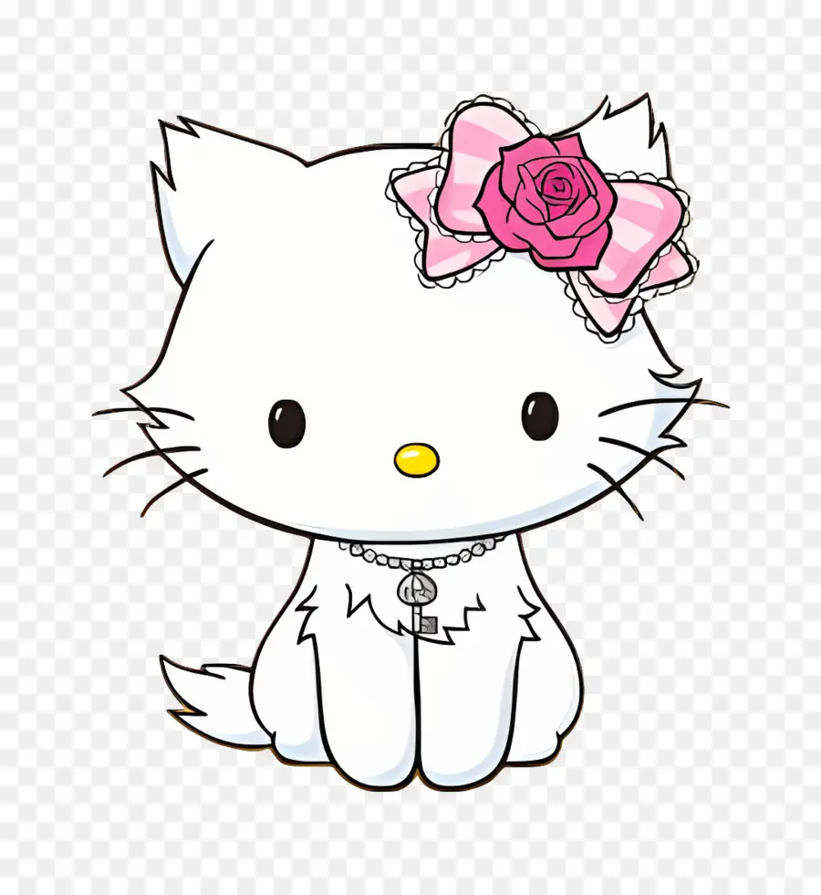 Gatinha Charmosa，Gato Branco Com Laços PNG