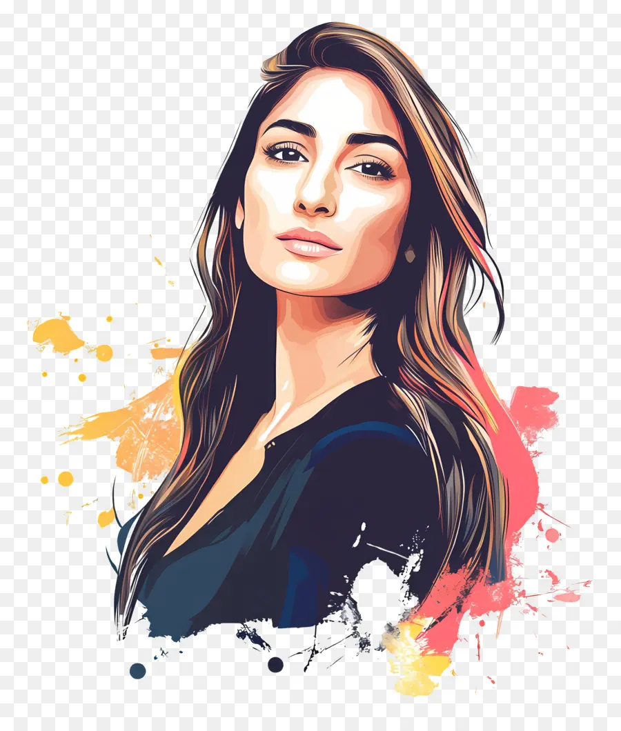 Kareena Kapoor，Retrato Estilizado De Mulher PNG