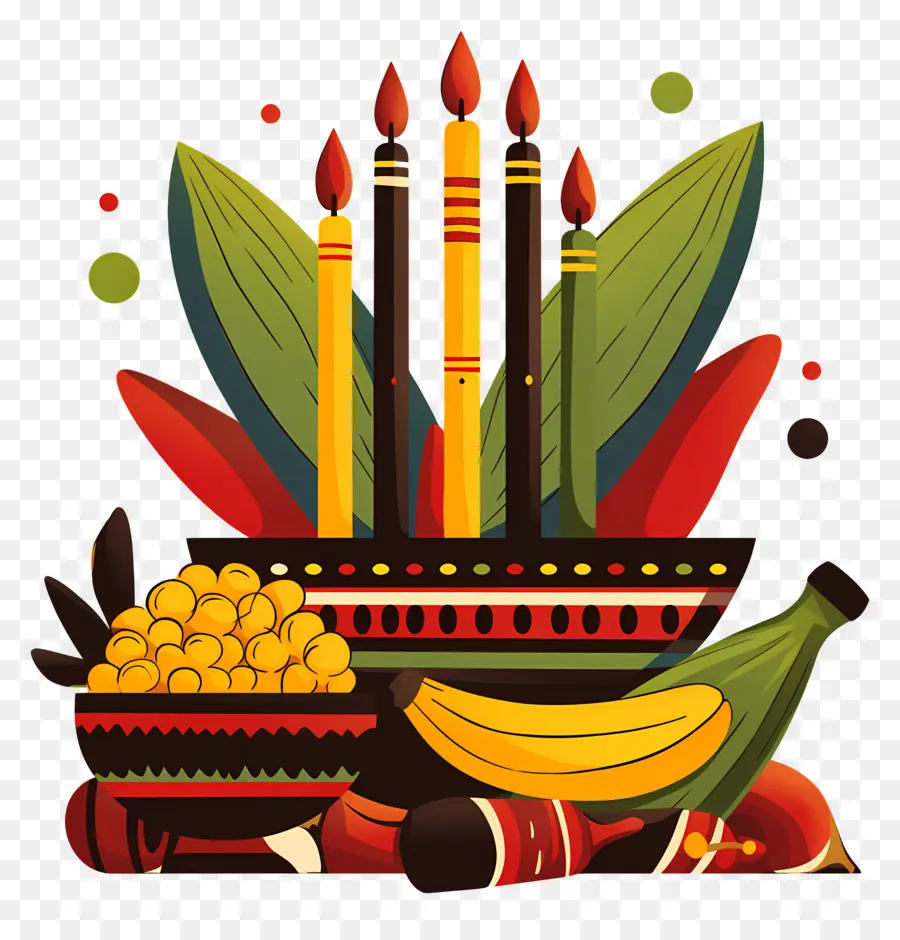 Feliz Kwanzaa，Velas E Frutas PNG