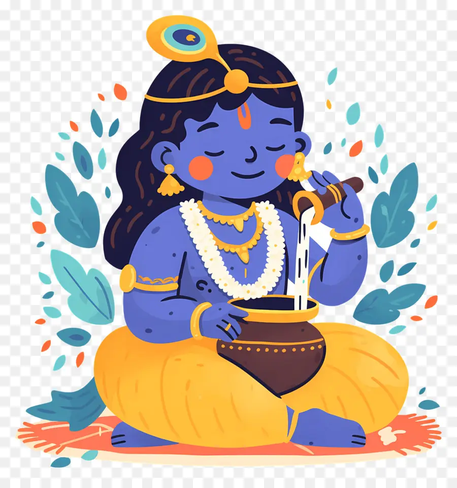 Bebê Krishna，Criança Azul Com Maconha PNG