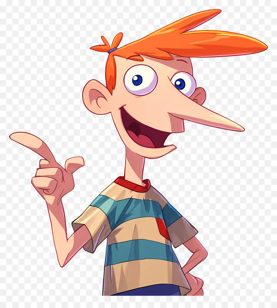 Phineas Flynn，Menino De Desenho Animado Com Cabelo Laranja PNG