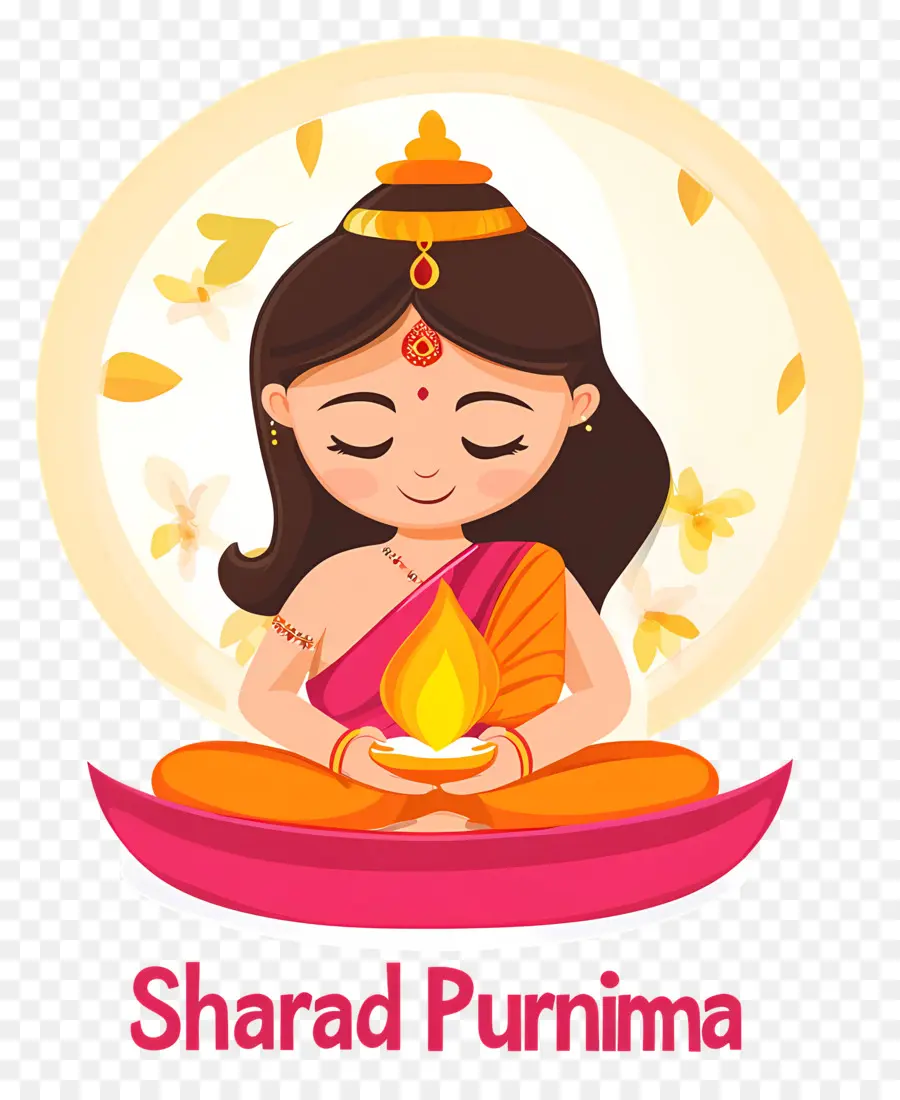 Sharad Purnima，Menina Com Lâmpada PNG