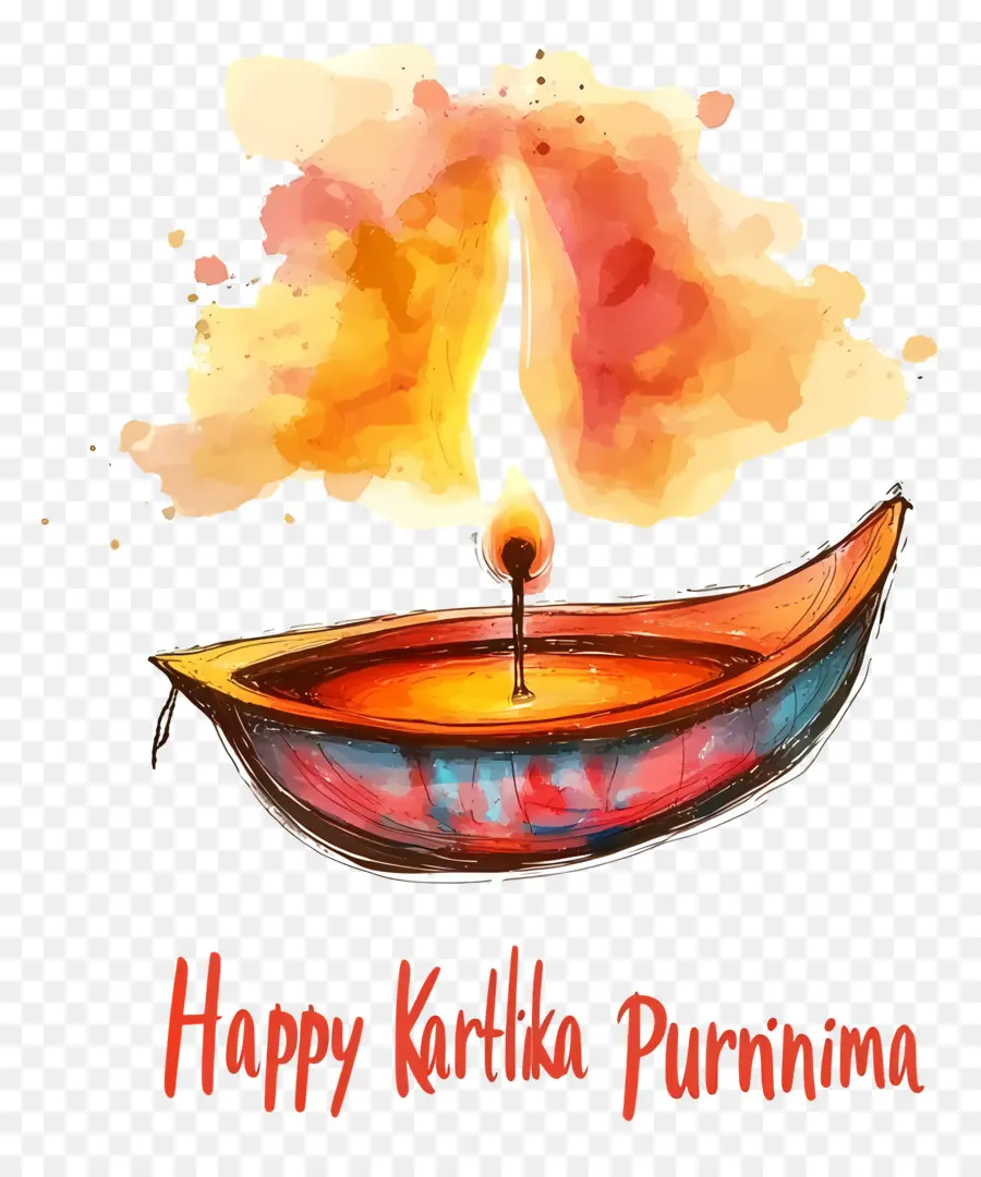 Feliz Karthika Purnima，Único Diya Com Chama PNG