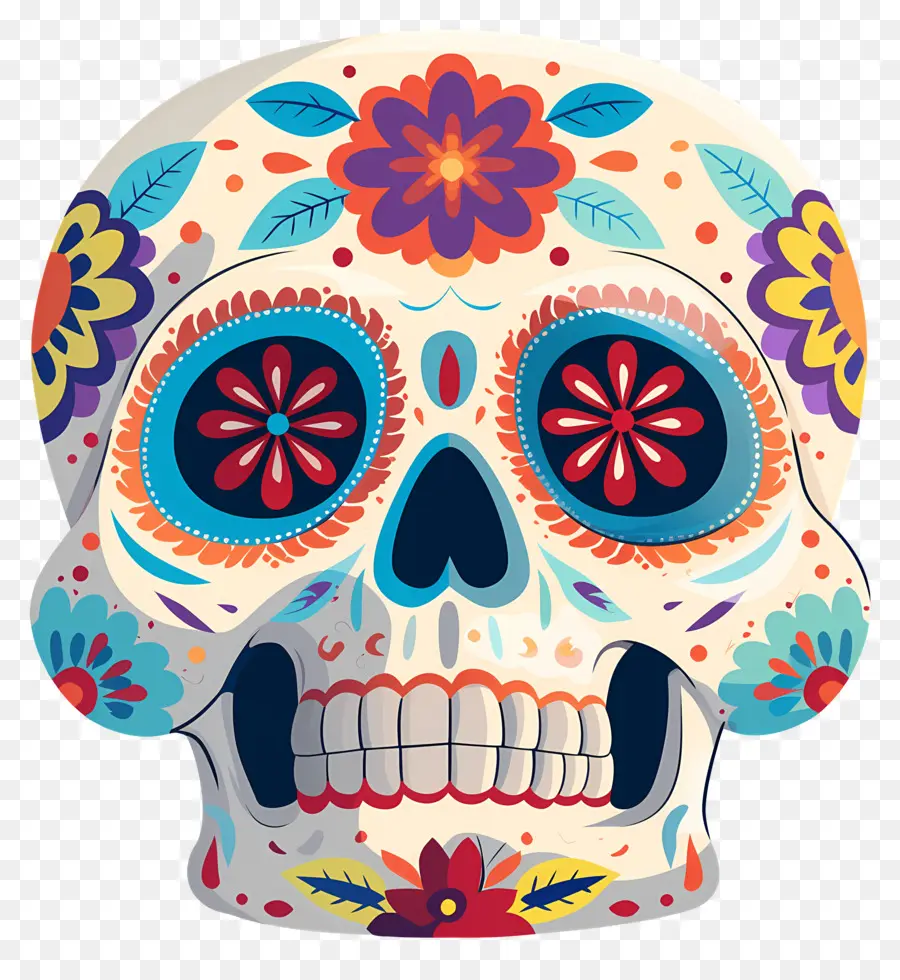 Caveira Mexicana，Crânio Decorado PNG