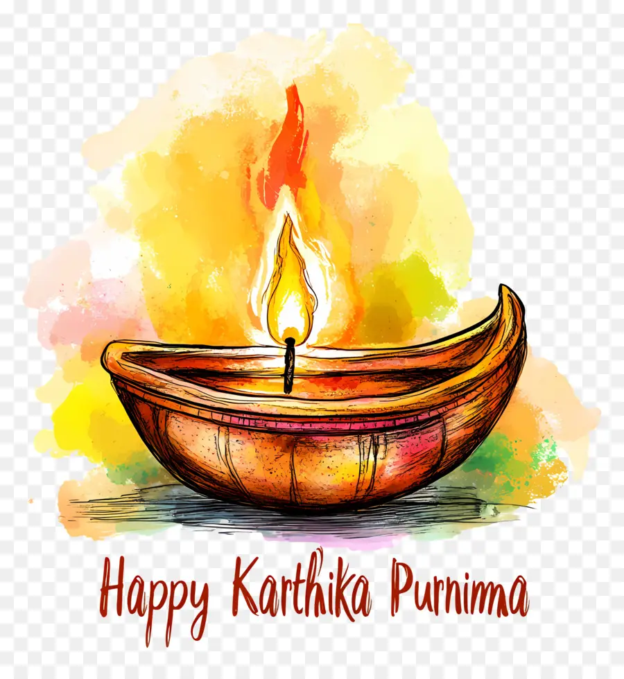 Karthika Purnima，Único Diya Com Chama PNG