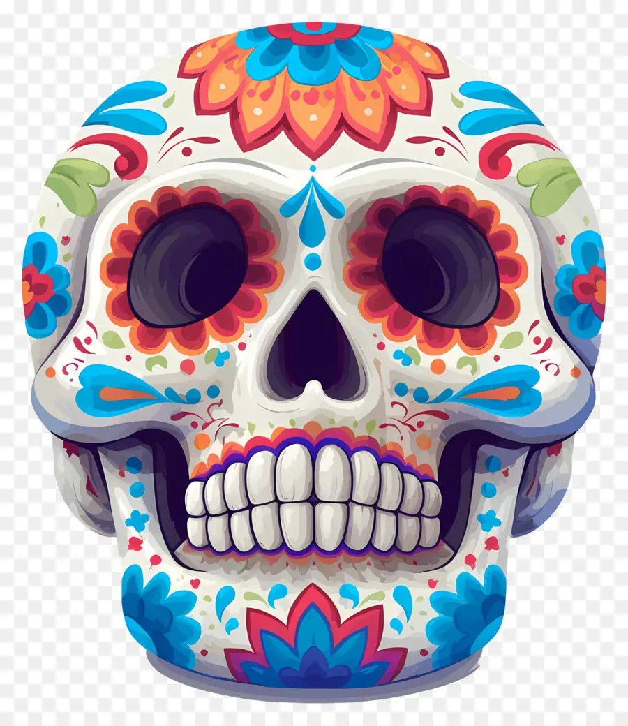 Caveira Mexicana，Crânio Decorado PNG